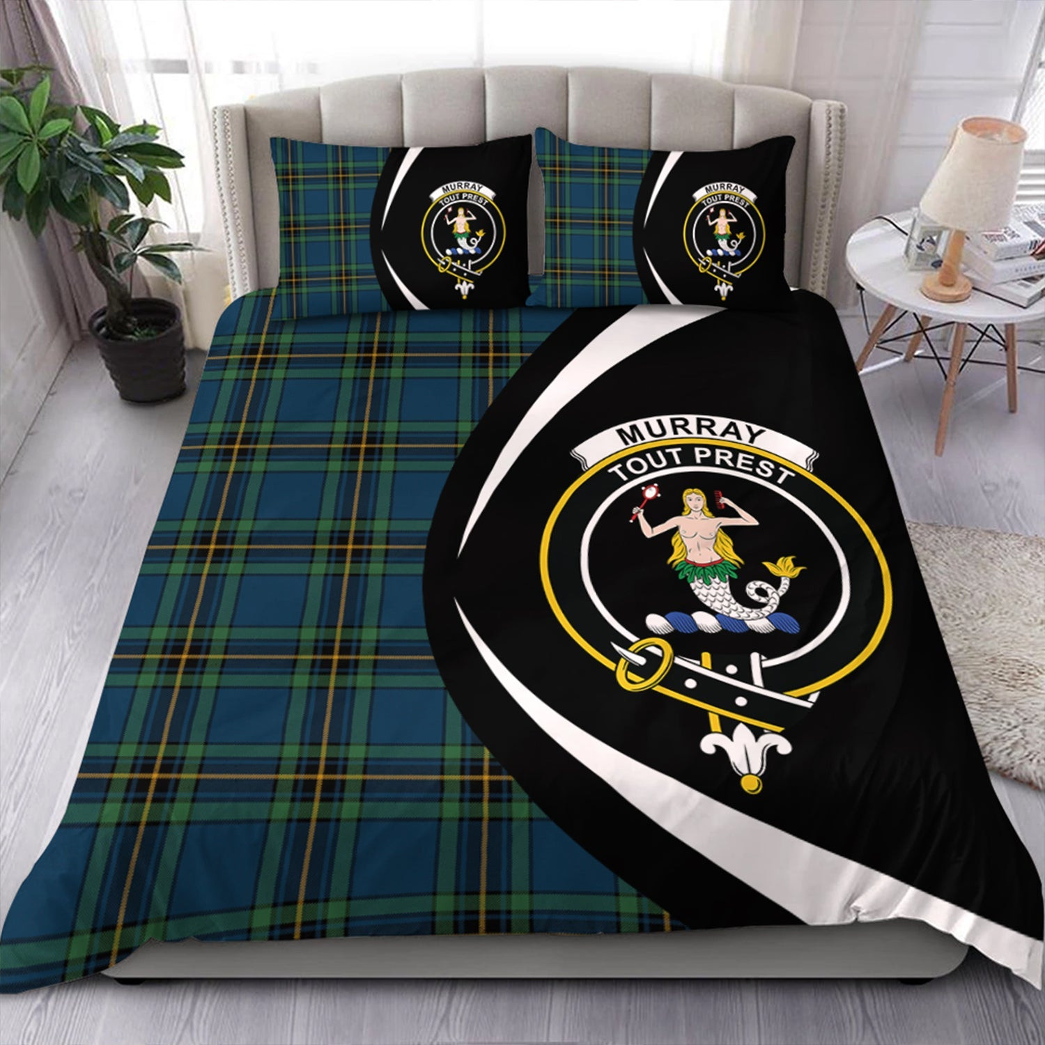 ScotsTee Shop Scottish Murray of Elibank Modern Clan Badge Tartan Bedding Set Circle Style