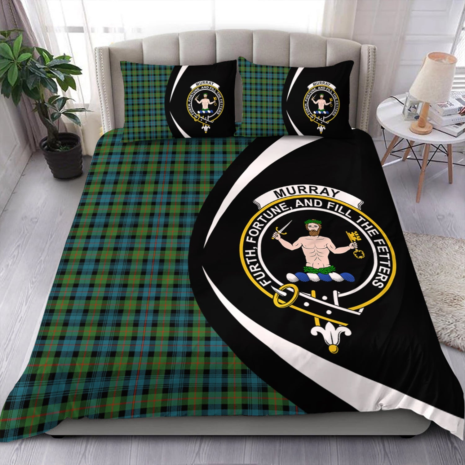 ScotsTee Shop Scottish Murray of Atholl (Murray) Ancient Clan Badge Tartan Bedding Set Circle Style