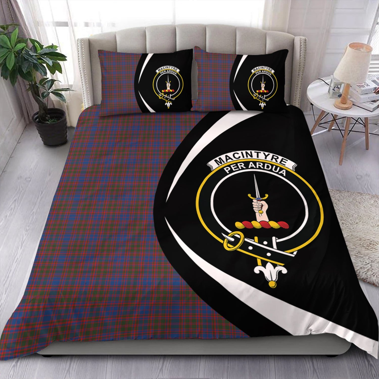 ScotsTee Shop Scottish MacIntyre of Littleport Modern Clan Badge Tartan Bedding Set Circle Style