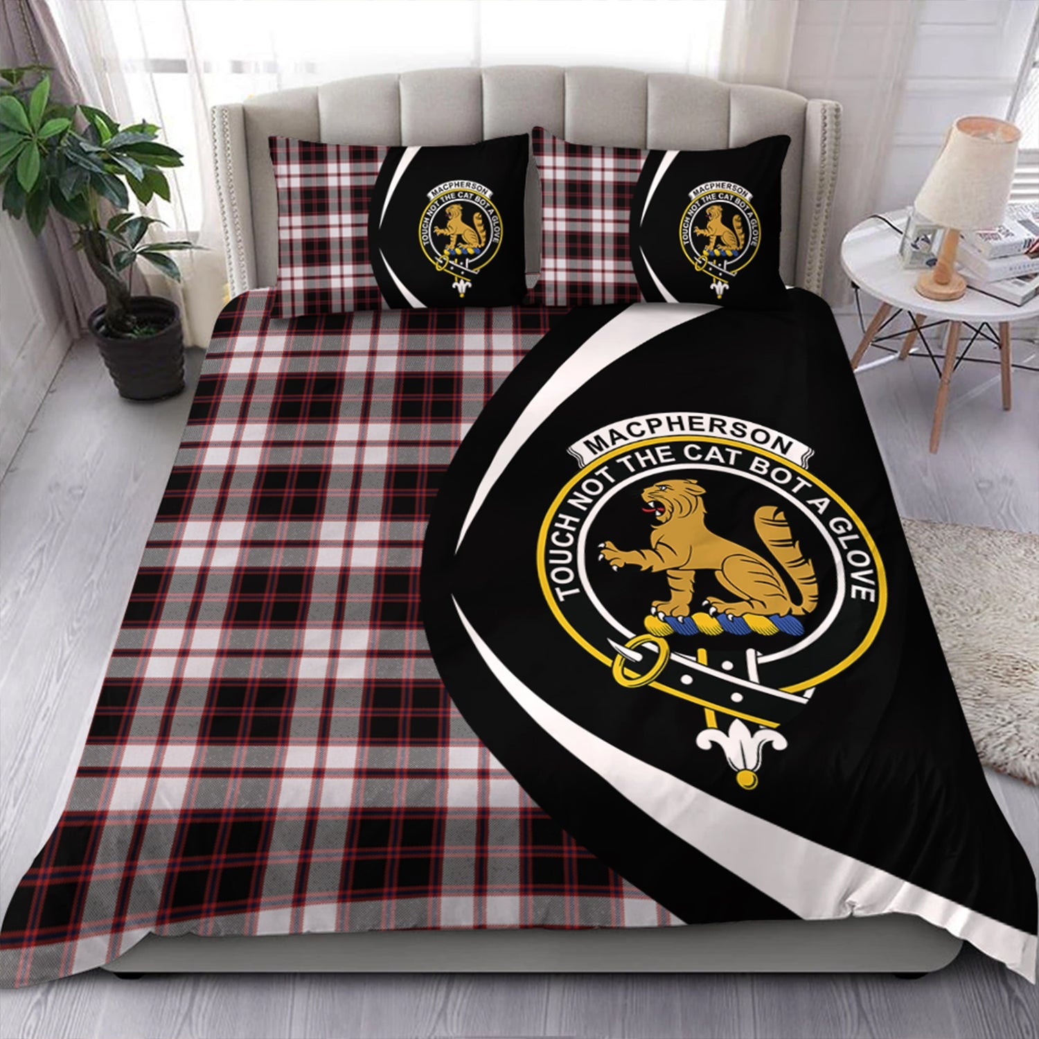 ScotsTee Shop Scottish MacPherson of Pitmain Modern Clan Badge Tartan Bedding Set Circle Style