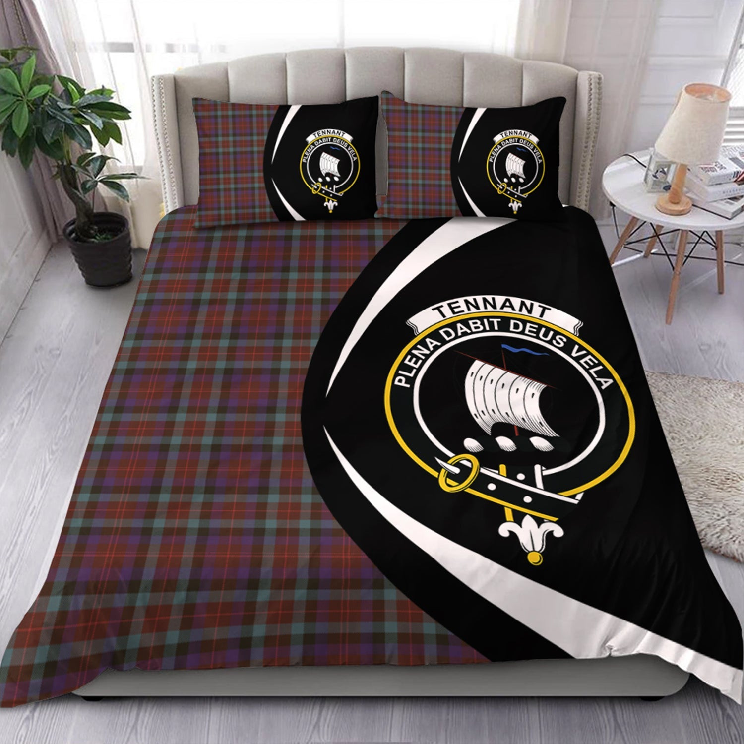ScotsTee Shop Scottish Tennant Weathered Clan Badge Tartan Bedding Set Circle Style
