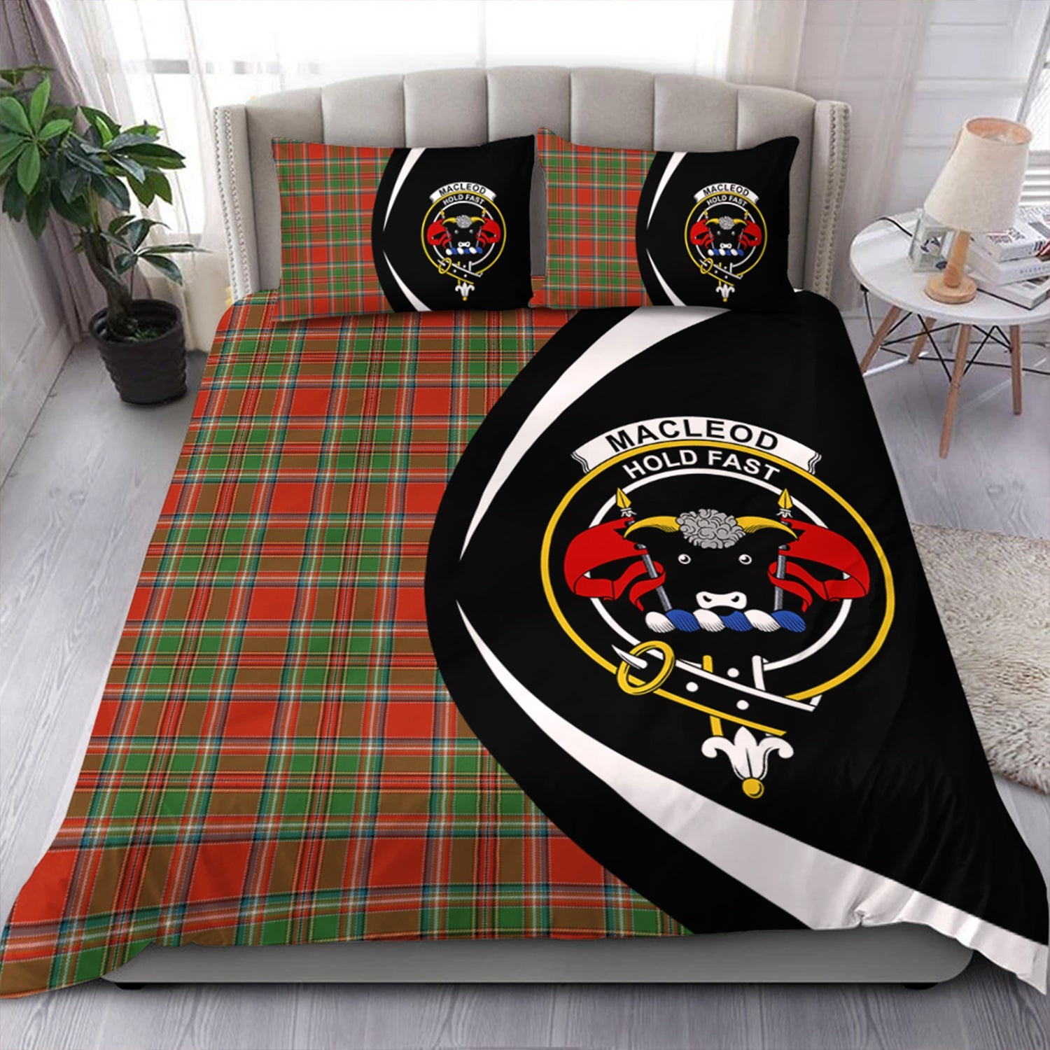 ScotsTee Shop Scottish MacLeod of Gesto Ancient Clan Badge Tartan Bedding Set Circle Style