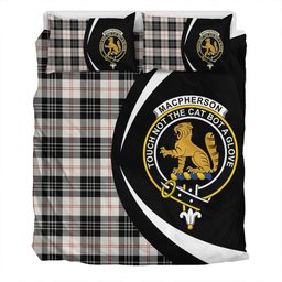 ScotsTee Shop Scottish MacPherson of Cluny Black & White Clan Badge Tartan Bedding Set Circle Style