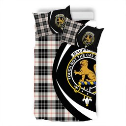 ScotsTee Shop Scottish MacPherson of Cluny Black & White Clan Badge Tartan Bedding Set Circle Style