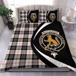 ScotsTee Shop Scottish MacPherson of Cluny Black & White Clan Badge Tartan Bedding Set Circle Style