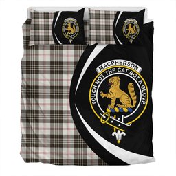 ScotsTee Shop Scottish MacPherson of Cluny Black & White Weathered Clan Badge Tartan Bedding Set Circle Style