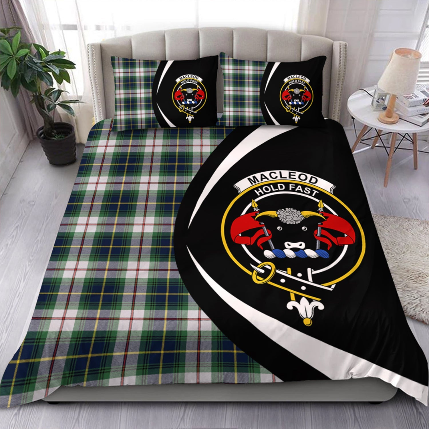 ScotsTee Shop Scottish MacLeod of California Modern Clan Badge Tartan Bedding Set Circle Style