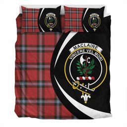 ScotsTee Shop Scottish MacLaine of LochBuie (Cockburn) (MacLaine) Weathered Clan Badge Tartan Bedding Set Circle Style
