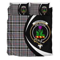 ScotsTee Shop Scottish Thomson Grey (MacThomas Thompson Grey) Modern Clan Badge Tartan Bedding Set Circle Style