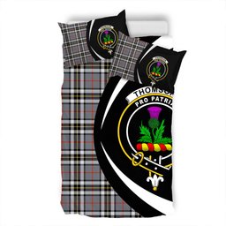ScotsTee Shop Scottish Thomson Grey (MacThomas Thompson Grey) Modern Clan Badge Tartan Bedding Set Circle Style