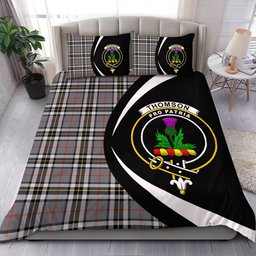 ScotsTee Shop Scottish Thomson Grey (MacThomas Thompson Grey) Modern Clan Badge Tartan Bedding Set Circle Style