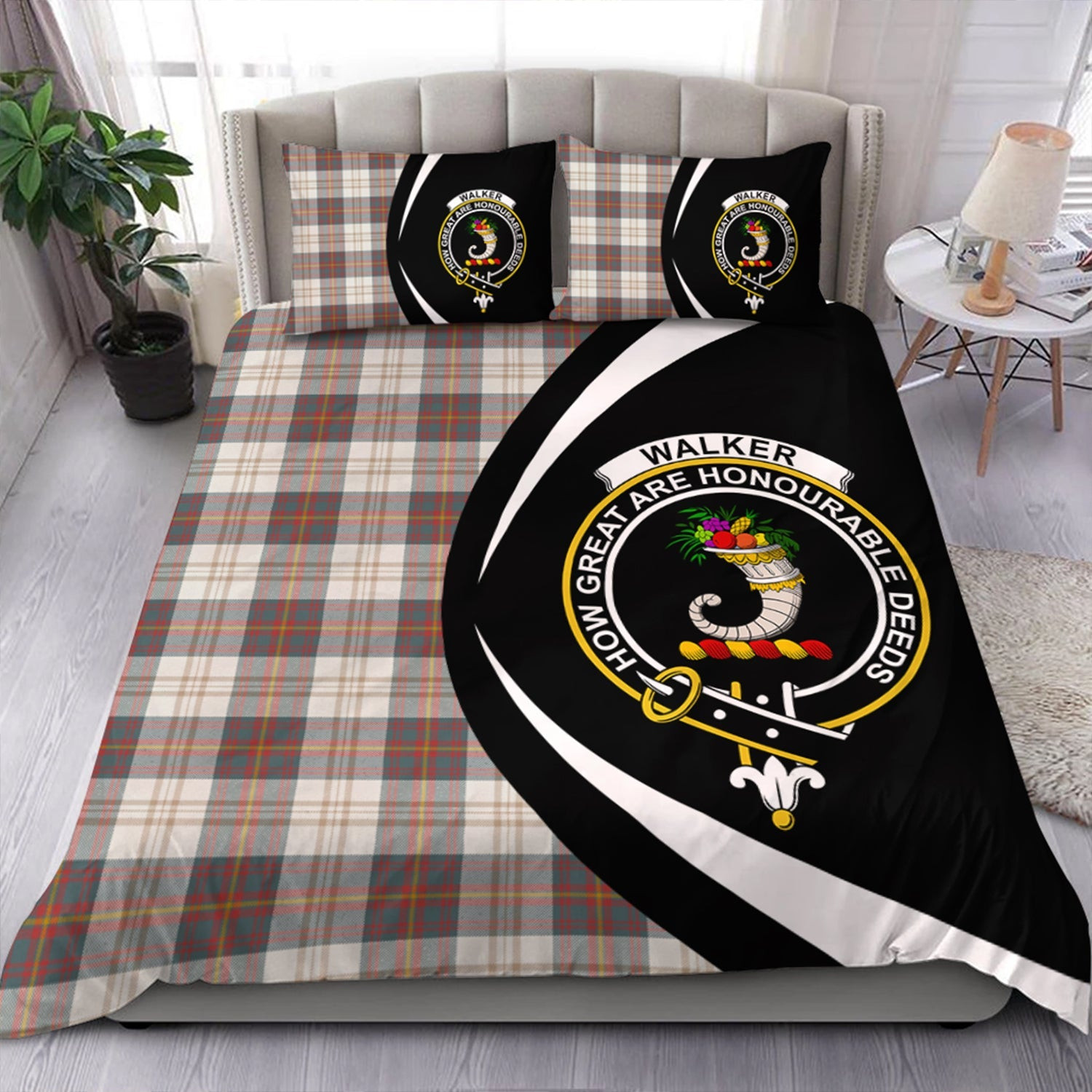 ScotsTee Shop Scottish Walker Dress Weathered Clan Badge Tartan Bedding Set Circle Style