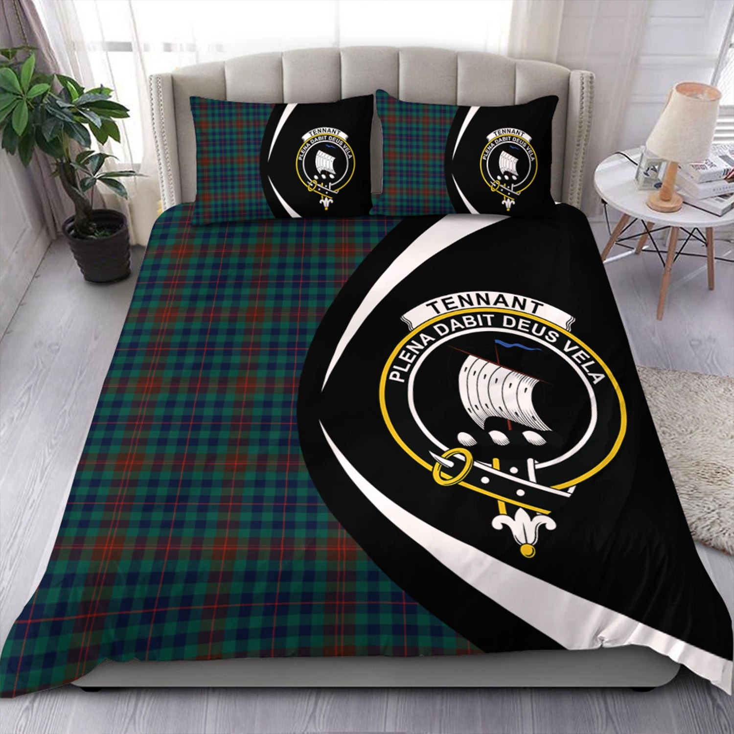 ScotsTee Shop Scottish Tennant Yules Modern Clan Badge Tartan Bedding Set Circle Style