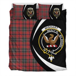 ScotsTee Shop Scottish Wishart Dress Weathered Clan Badge Tartan Bedding Set Circle Style