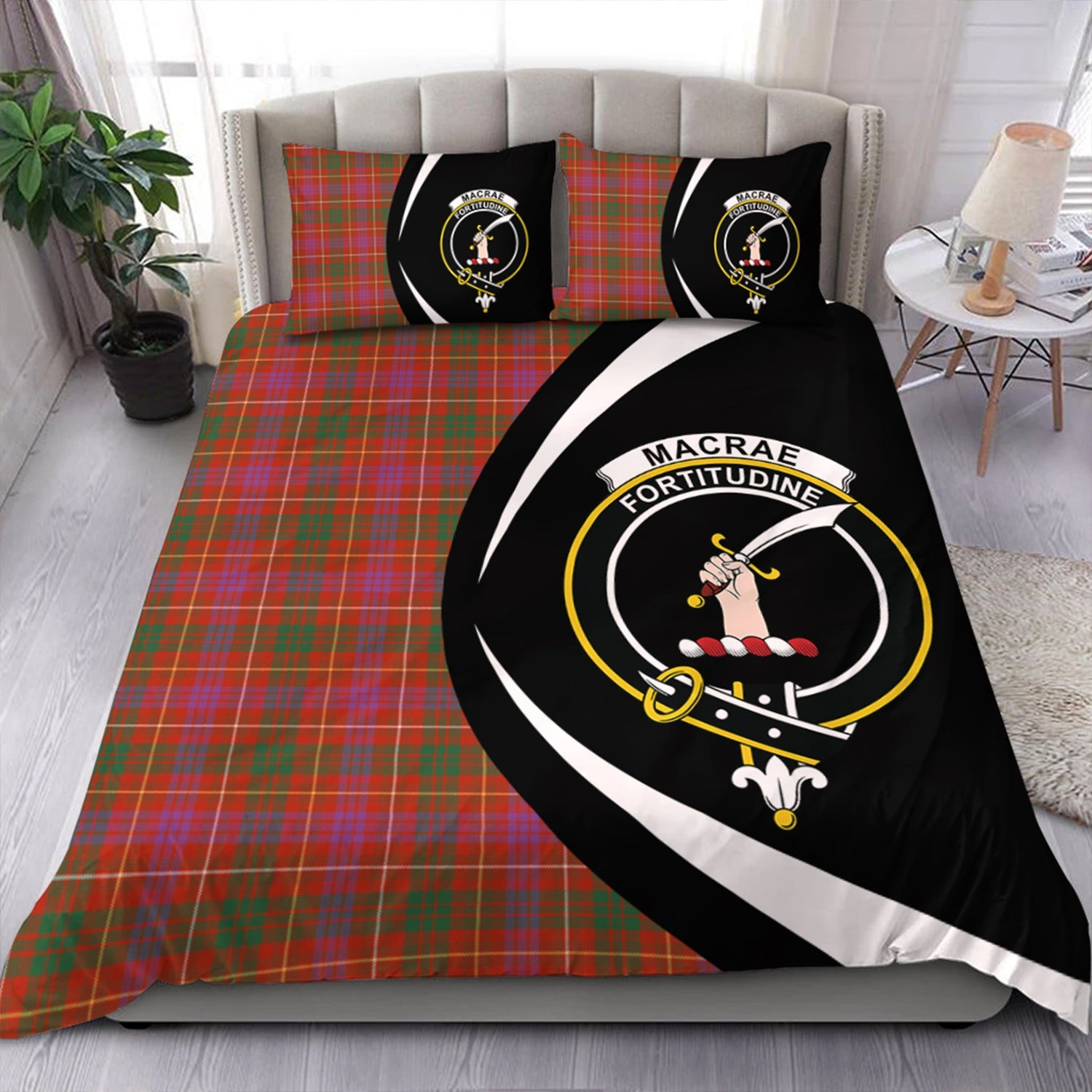 ScotsTee Shop Scottish MacRae of Inverinate Ancient Clan Badge Tartan Bedding Set Circle Style