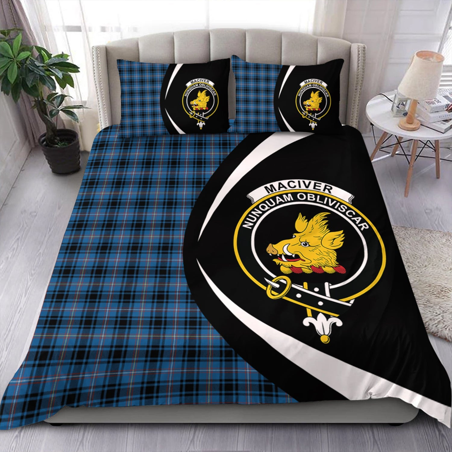 ScotsTee Shop Scottish MacIver of Strome Ancient Clan Badge Tartan Bedding Set Circle Style