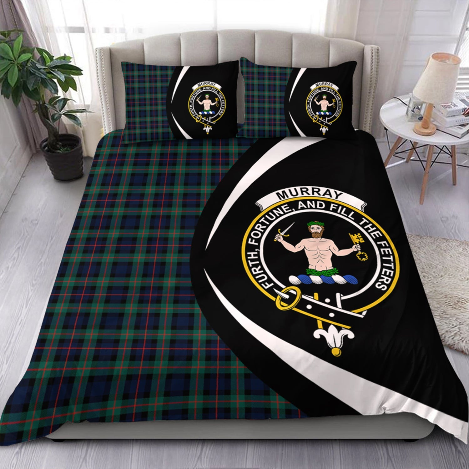 ScotsTee Shop Scottish Murray of Atholl variation (Murray of Atholl; variation) Modern Clan Badge Tartan Bedding Set Circle Style