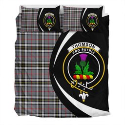 ScotsTee Shop Scottish Thomson Grey (MacThomas Thompson Grey) Ancient Clan Badge Tartan Bedding Set Circle Style
