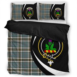 ScotsTee Shop Scottish Thomson Blue (MacThomas Blue Thompson Dress) Weathered Clan Badge Tartan Bedding Set Circle Style