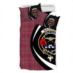 ScotsTee Shop Scottish MacLeod of Tullibardine (Red MacLeod) Weathered Clan Badge Tartan Bedding Set Circle Style