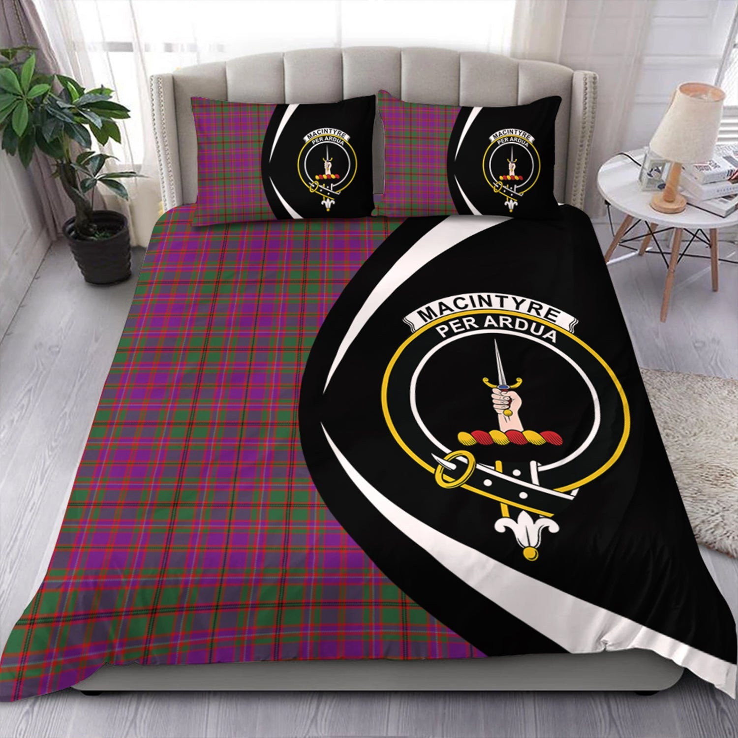 ScotsTee Shop Scottish MacIntyre of Glenorchy Modern Clan Badge Tartan Bedding Set Circle Style