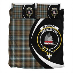 ScotsTee Shop Scottish MacNeil of Barra (MacNeil MacNeill) Weathered Clan Badge Tartan Bedding Set Circle Style