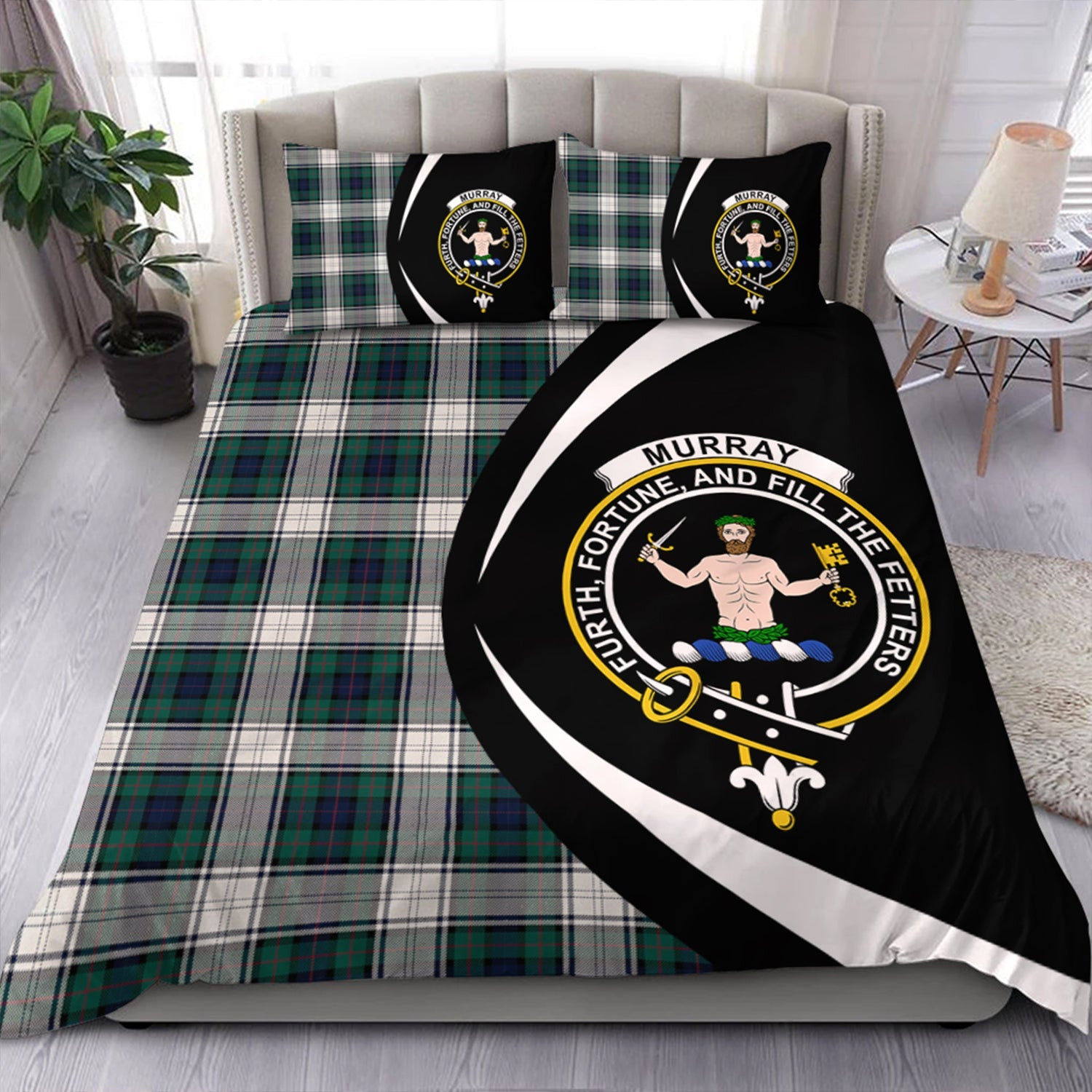 ScotsTee Shop Scottish Murray of Atholl Dress (Murray Dress) Modern Clan Badge Tartan Bedding Set Circle Style
