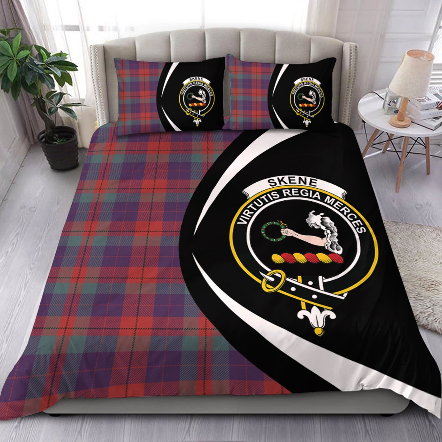 ScotsTee Shop Scottish Skene of Cromar Weathered Clan Badge Tartan Bedding Set Circle Style