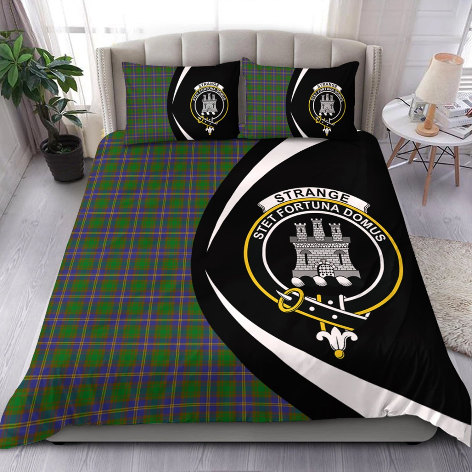 ScotsTee Shop Scottish Strange of Balkaskie Clan Badge Tartan Bedding Set Circle Style