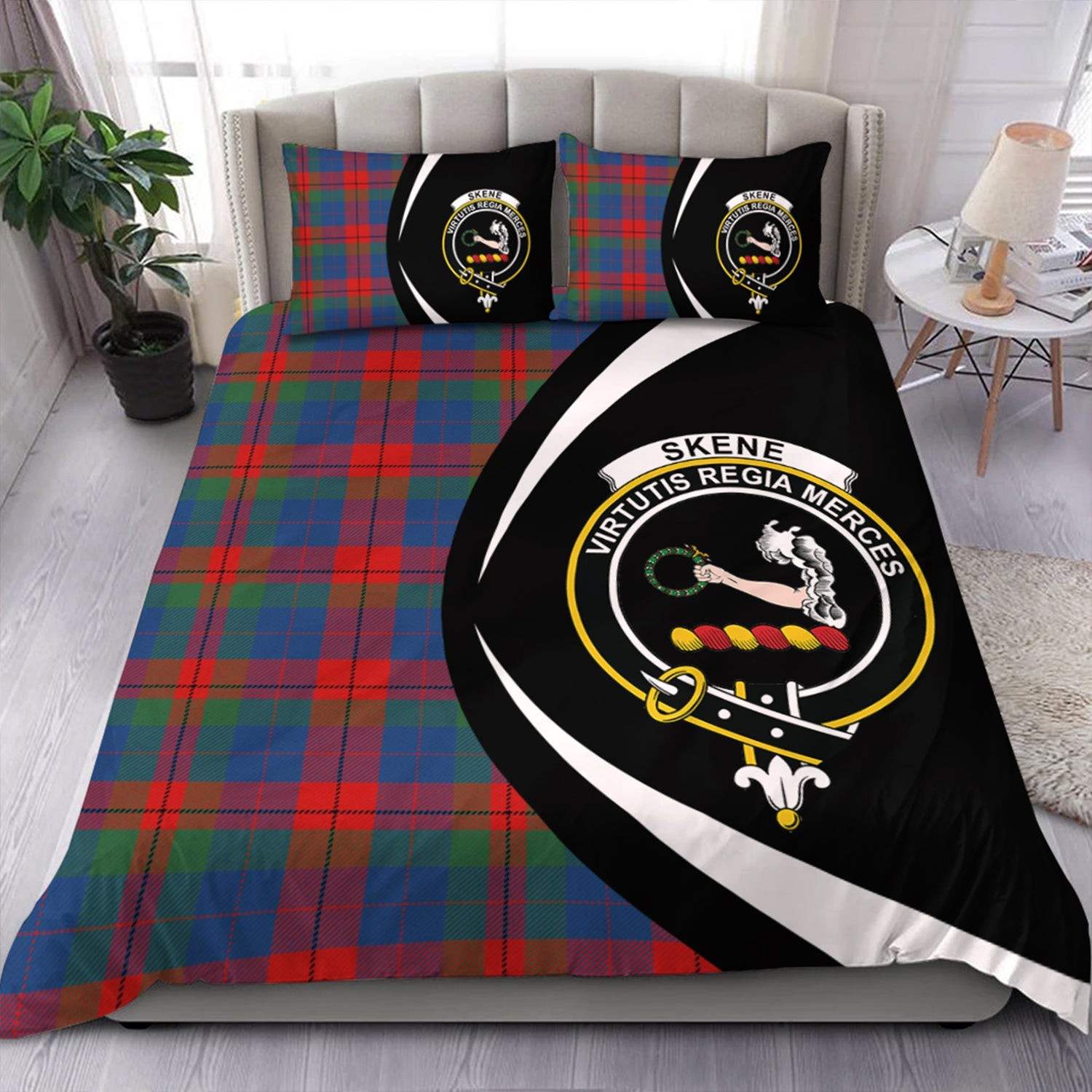 ScotsTee Shop Scottish Skene of Cromar Modern Clan Badge Tartan Bedding Set Circle Style
