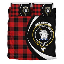 ScotsTee Shop Scottish Ramsay Red (Ramsay of Dalhousie) Clan Badge Tartan Bedding Set Circle Style