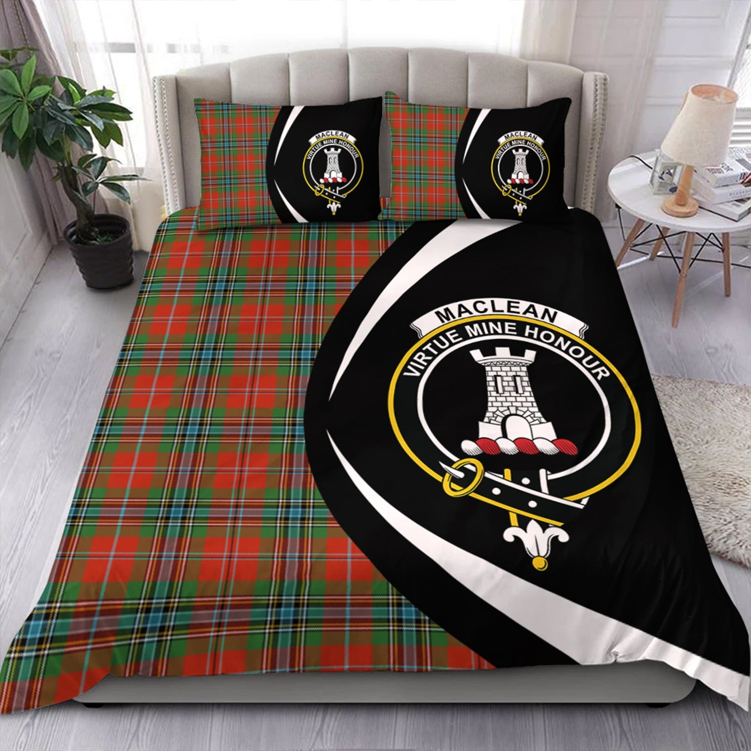 ScotsTee Shop Scottish MacLean of Duart Ancient Clan Badge Tartan Bedding Set Circle Style