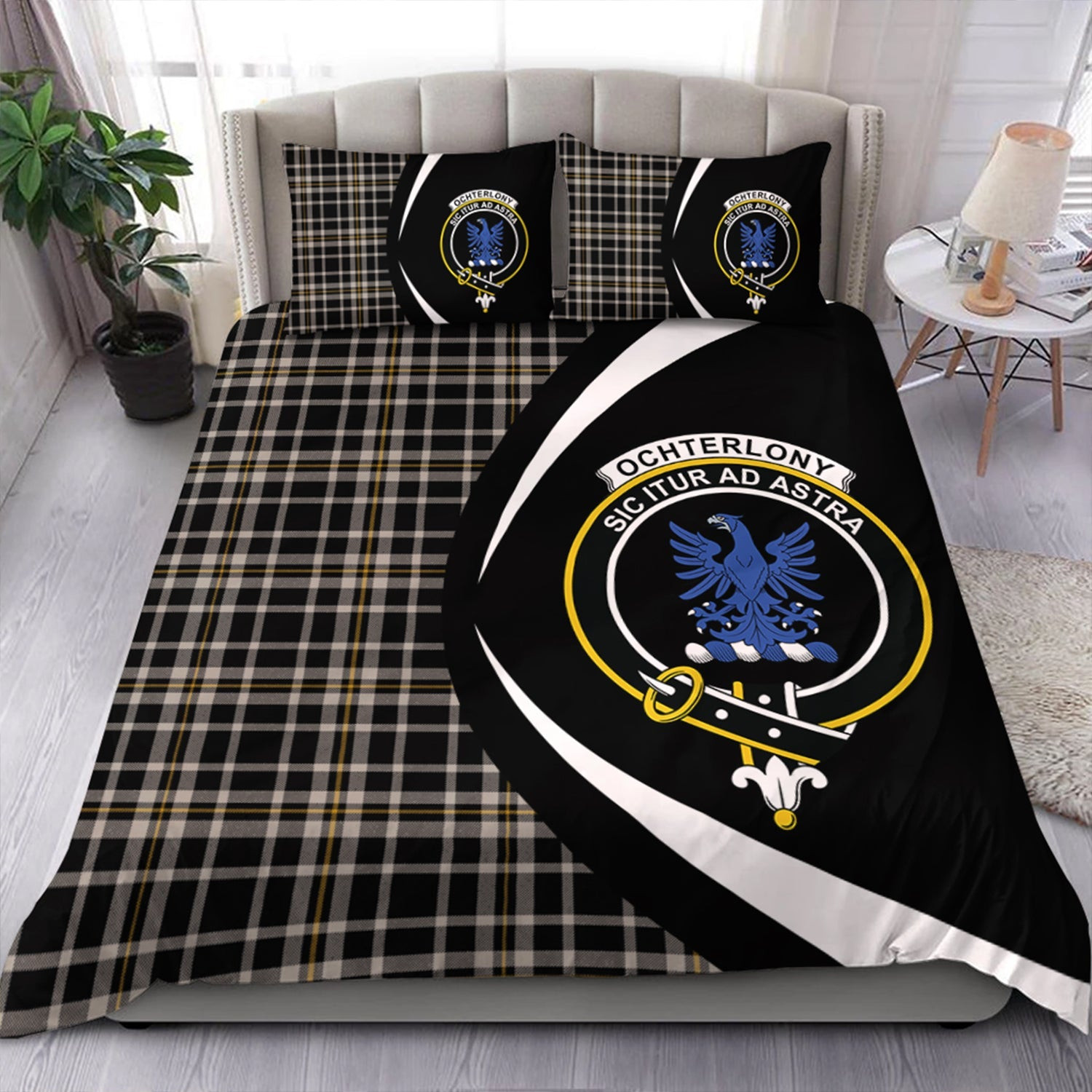 ScotsTee Shop Scottish Ochterlony (Auchterlony) Ancient Clan Badge Tartan Bedding Set Circle Style