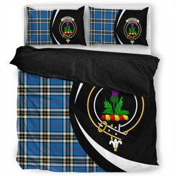 ScotsTee Shop Scottish Thomson Blue (MacThomas Blue Thompson Dress) Modern Clan Badge Tartan Bedding Set Circle Style