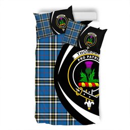 ScotsTee Shop Scottish Thomson Blue (MacThomas Blue Thompson Dress) Modern Clan Badge Tartan Bedding Set Circle Style
