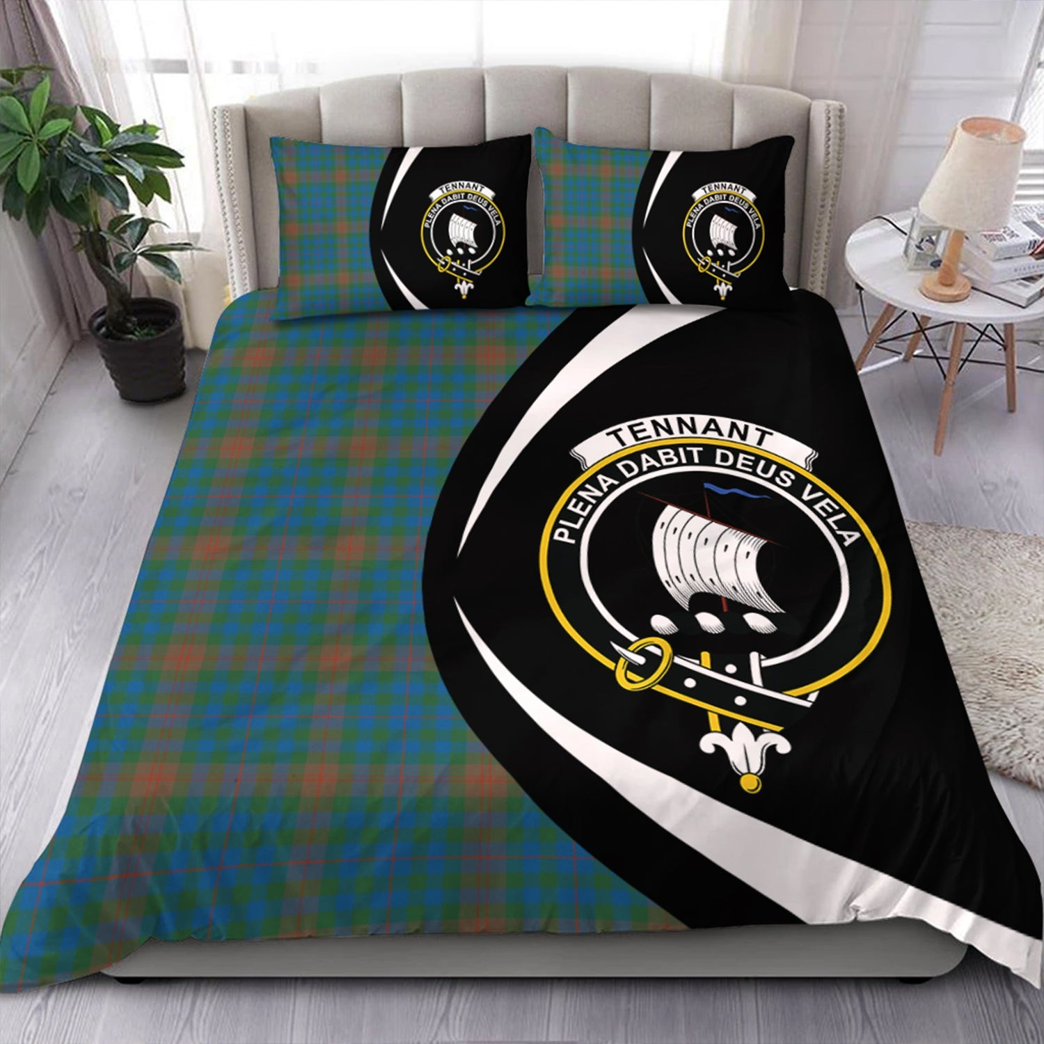 ScotsTee Shop Scottish Tennant Yules Ancient Clan Badge Tartan Bedding Set Circle Style