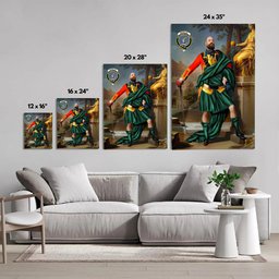 ScotsTee Shop Scottish Barclay Hunting Ancient Clan Crest Personalized Tartan Turn Me Scottish Royal Portrait Framed Canvas Print