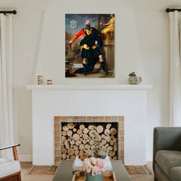 ScotsTee Shop Scottish Black Watch Modern Clan Crest Personalized Tartan Turn Me Scottish Royal Portrait Framed Canvas Print