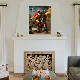 ScotsTee Shop Scottish Callander Crest Personalized Tartan Turn Me Scottish Royal Portrait Framed Canvas Print