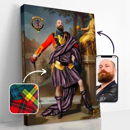 ScotsTee Shop Scottish Crawford Ancient Crest Personalized Tartan Turn Me Scottish Royal Portrait Framed Canvas Print