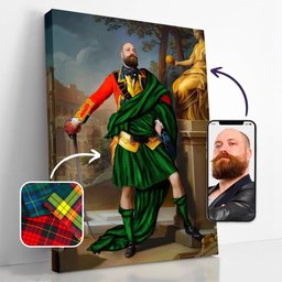 ScotsTee Shop Scottish Don (Tribe-of-Mar) Crest Personalized Tartan Turn Me Scottish Royal Portrait Framed Canvas Print