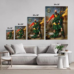 ScotsTee Shop Scottish Galloway Hunting Ancient Crest Personalized Tartan Turn Me Scottish Royal Portrait Framed Canvas Print