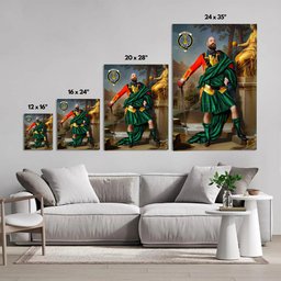ScotsTee Shop Scottish Galloway Green Modern Crest Personalized Tartan Turn Me Scottish Royal Portrait Framed Canvas Print