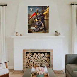 ScotsTee Shop Scottish Dunbar Plaid Modern Crest Personalized Tartan Turn Me Scottish Royal Portrait Framed Canvas Print
