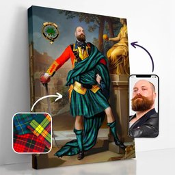 ScotsTee Shop Scottish Irvine Ancient Crest Personalized Tartan Turn Me Scottish Royal Portrait Framed Canvas Print