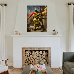 ScotsTee Shop Scottish Houston Crest Personalized Tartan Turn Me Scottish Royal Portrait Framed Canvas Print