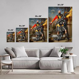 ScotsTee Shop Scottish MacBeth Dress Ancient Crest Personalized Tartan Turn Me Scottish Royal Portrait Framed Canvas Print