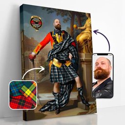 ScotsTee Shop Scottish MacLeod Of Californian Modern Crest Personalized Tartan Turn Me Scottish Royal Portrait Framed Canvas Print