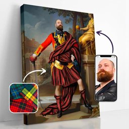 ScotsTee Shop Scottish McBean Modern Crest Personalized Tartan Turn Me Scottish Royal Portrait Framed Canvas Print