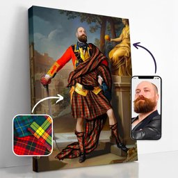 ScotsTee Shop Scottish McGill Modern Crest Personalized Tartan Turn Me Scottish Royal Portrait Framed Canvas Print